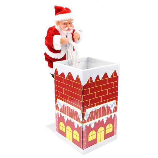 Papá Noel en Acción: Figura Decorativa de Chimenea Navideña